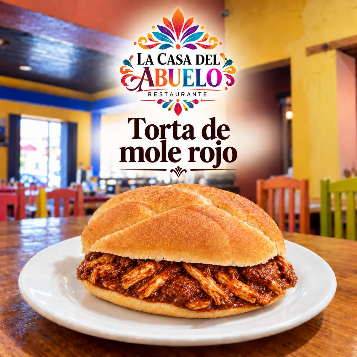 Torta de mole rojo con pollo