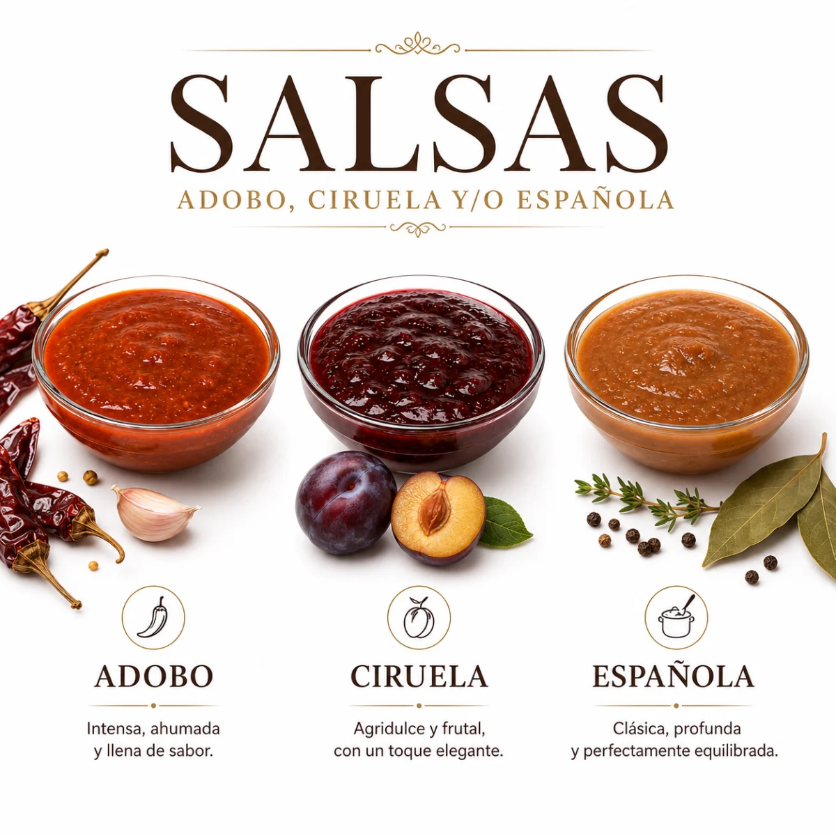 SALSAS: ADOBO, CIRUELA Y/O ESPAÑOLA